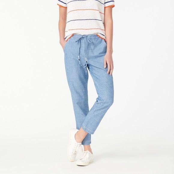 J. Crew Pants - J. Crew Tie Waist Seaside Pant Chambray Sm…